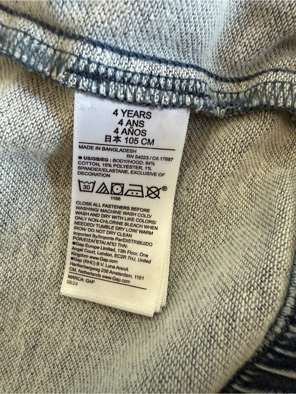 Baby Gap Light Blue Denim Hooded Jacket with Stitch Patch and Embroidered Accent